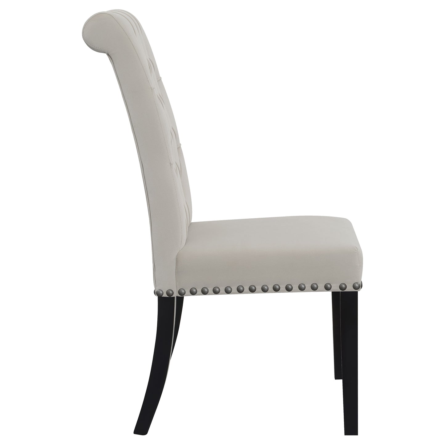 Silla de comedor Alana tapizada en terciopelo color arena (juego de 2)