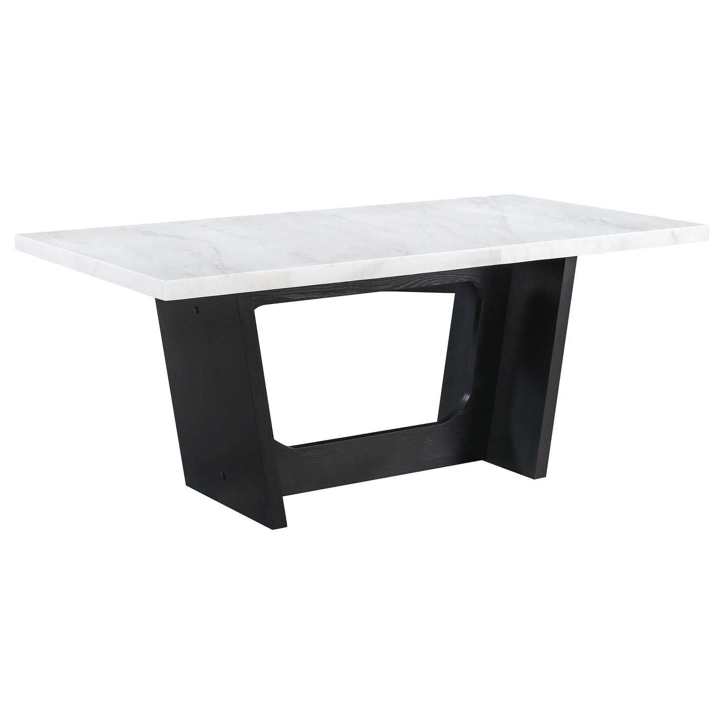 Juego de mesa de comedor rectangular de 7 piezas con tapa de mármol color arena Sherry