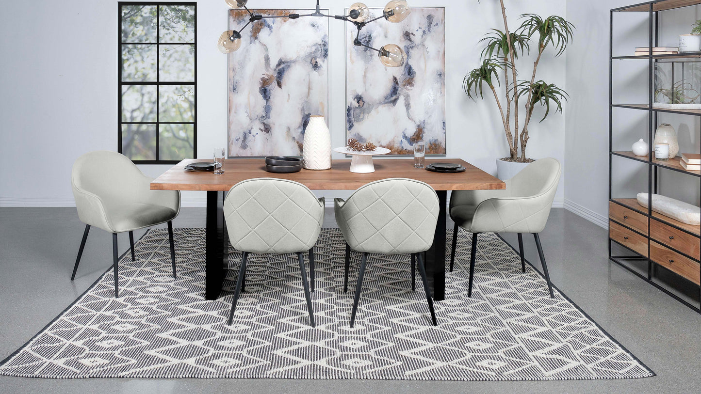 Sillón de comedor tapizado en tela Emma, gris niebla (juego de 2)