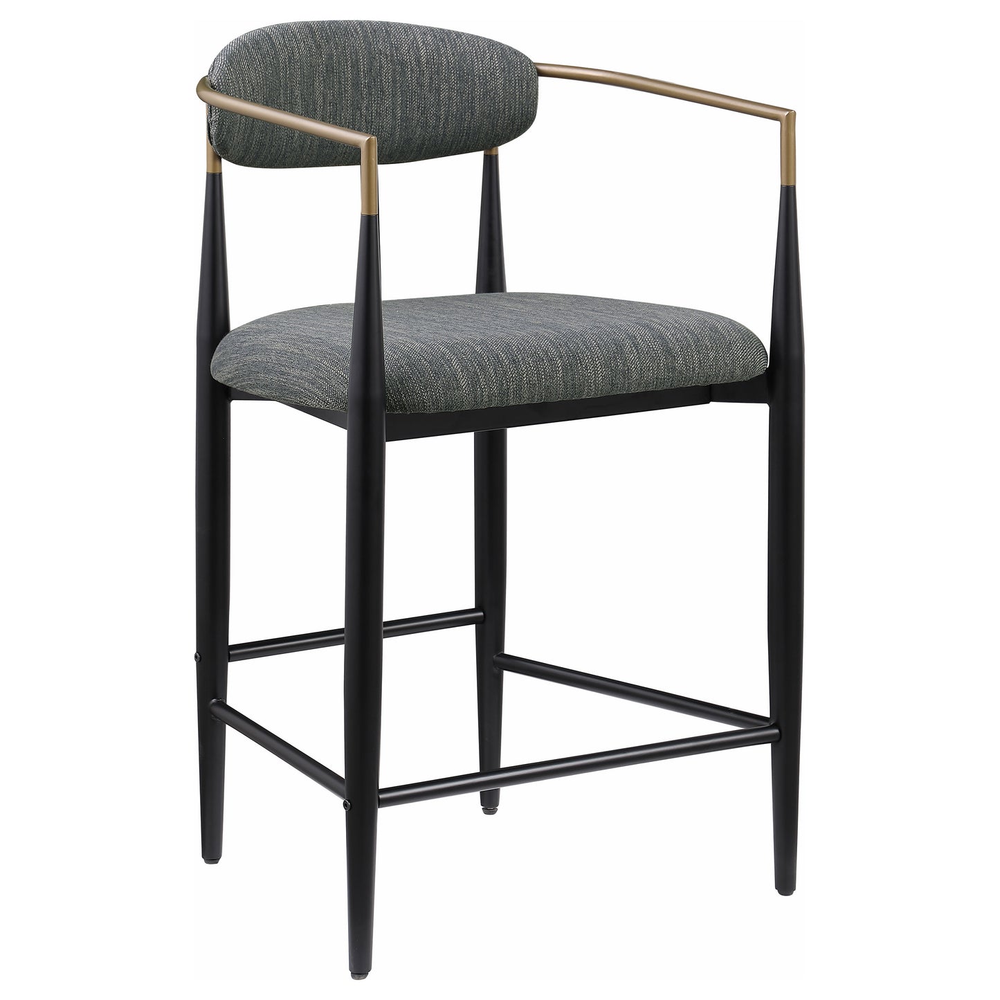 Silla de mostrador Tina tapizada en tela gris oscuro (juego de 2)
