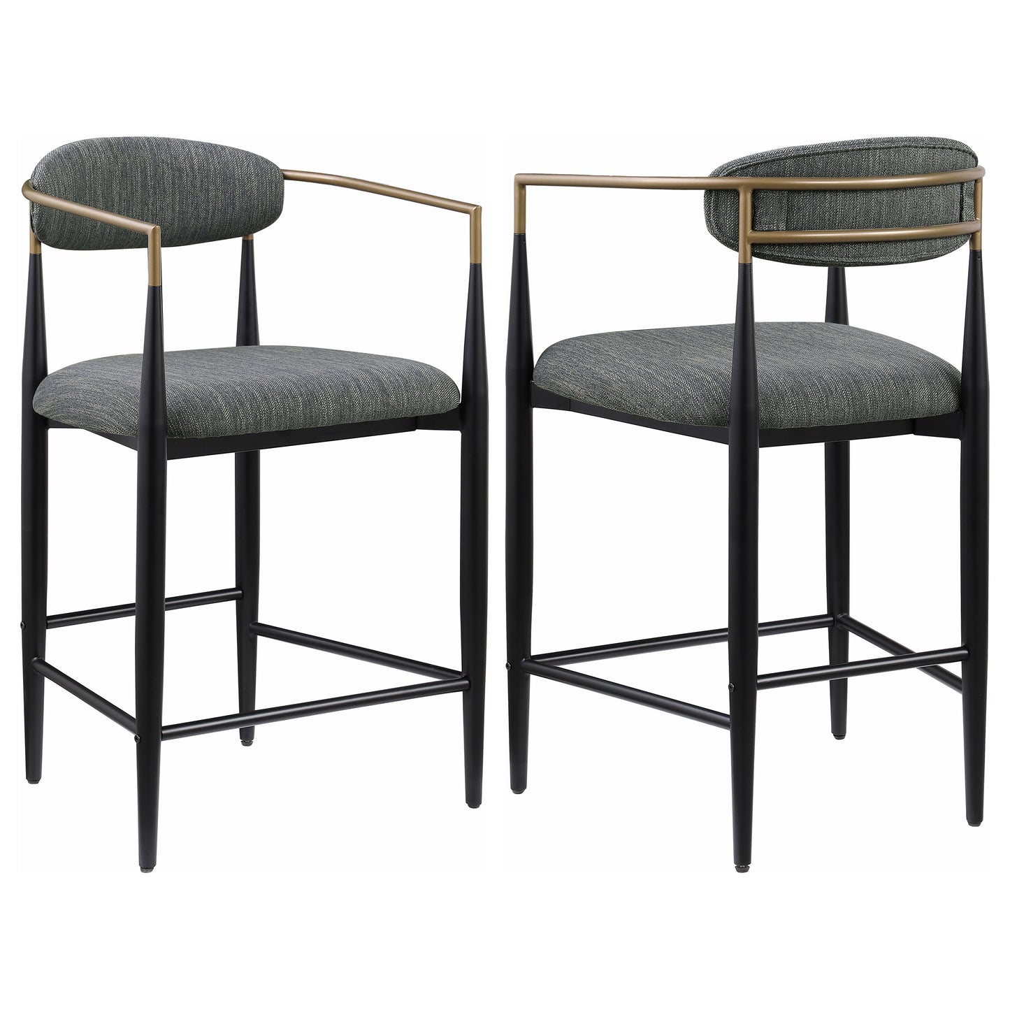 Silla de mostrador Tina tapizada en tela gris oscuro (juego de 2)