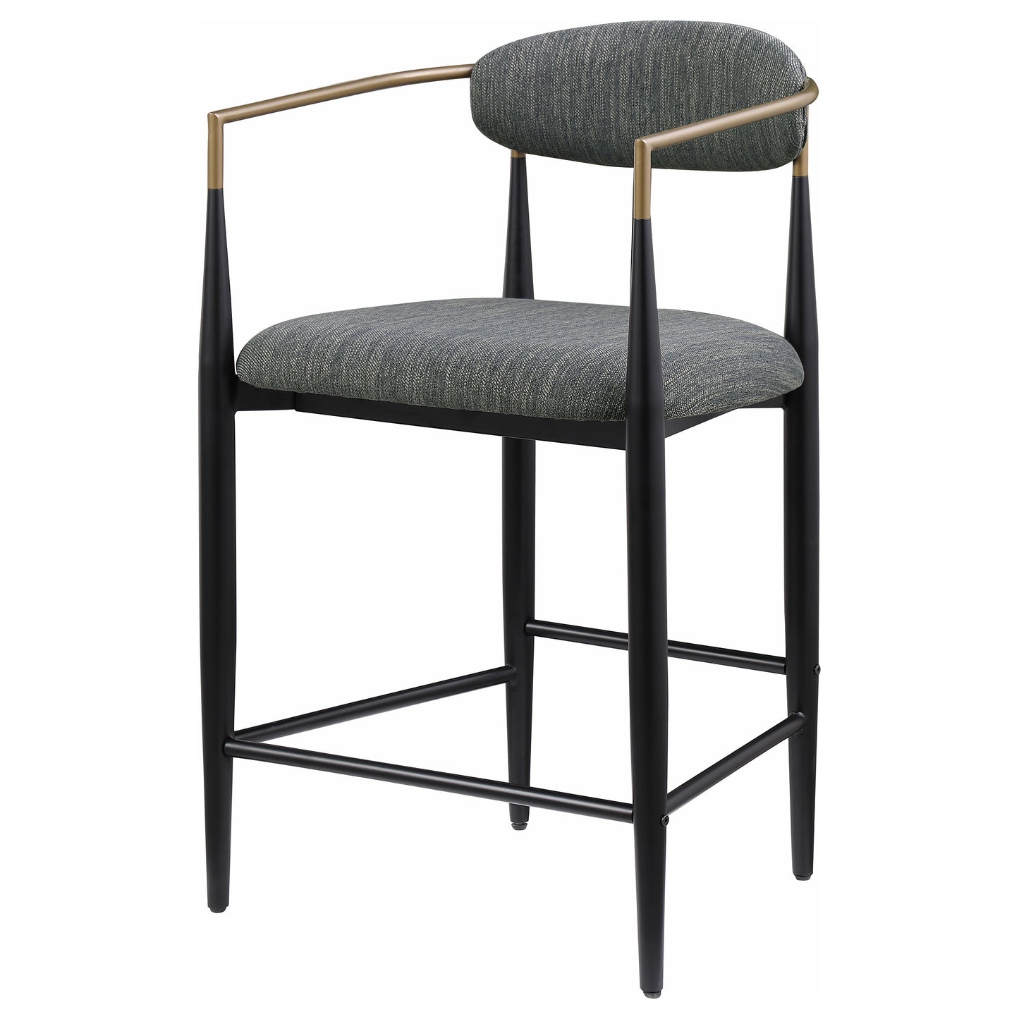 Silla de mostrador Tina tapizada en tela gris oscuro (juego de 2)