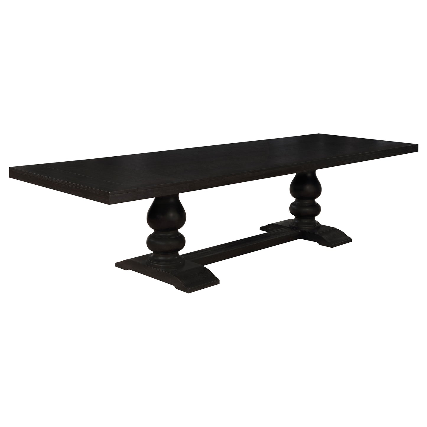 Mesa de comedor extensible Phelps de 123 pulgadas, color negro envejecido