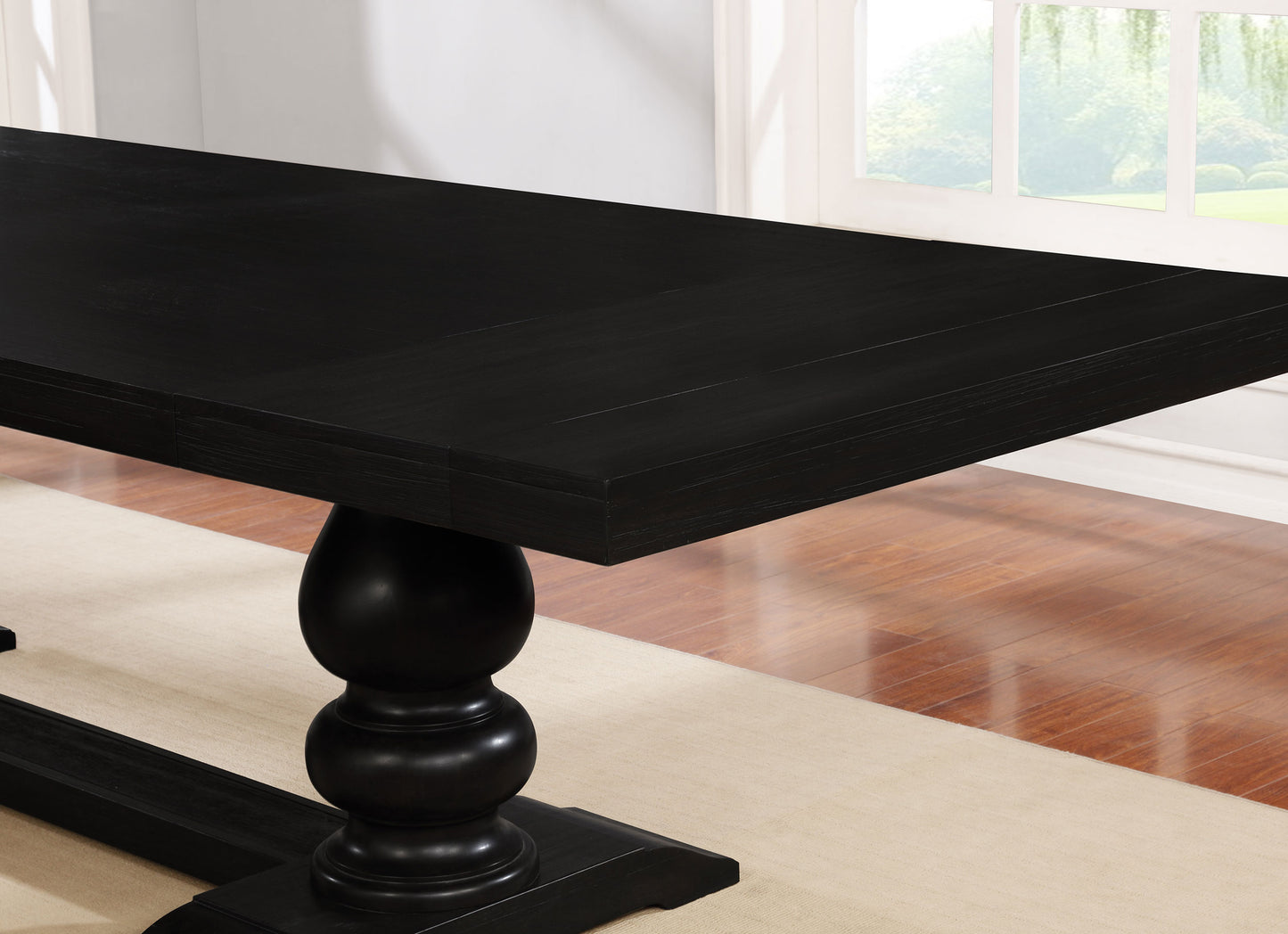 Mesa de comedor extensible Phelps de 123 pulgadas, color negro envejecido