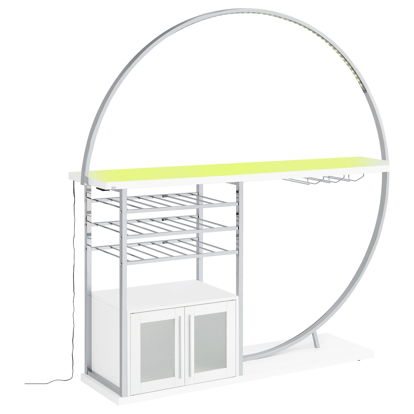 Risley 2-door Circular LED Wine Cabinet White High Gloss