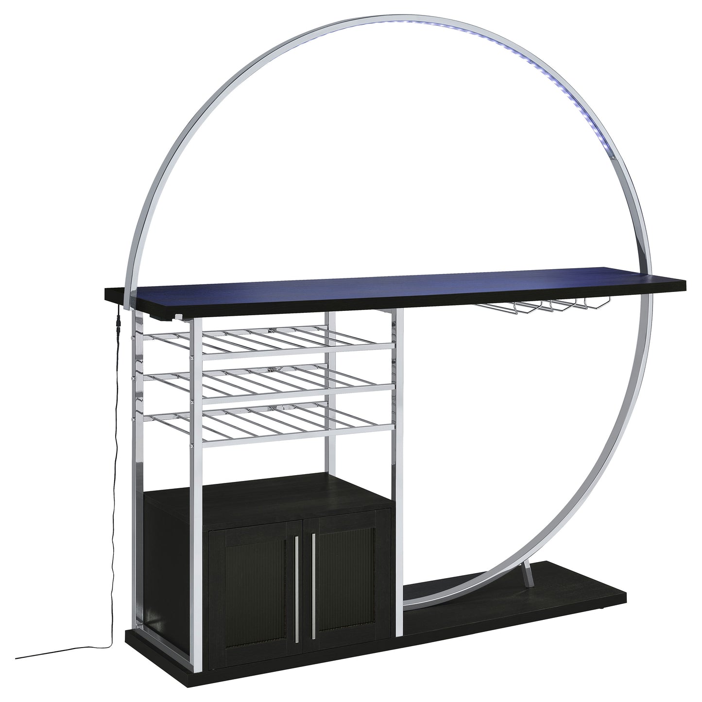 Risley 2-door Circular LED Wine Cabinet Dark Charcoal