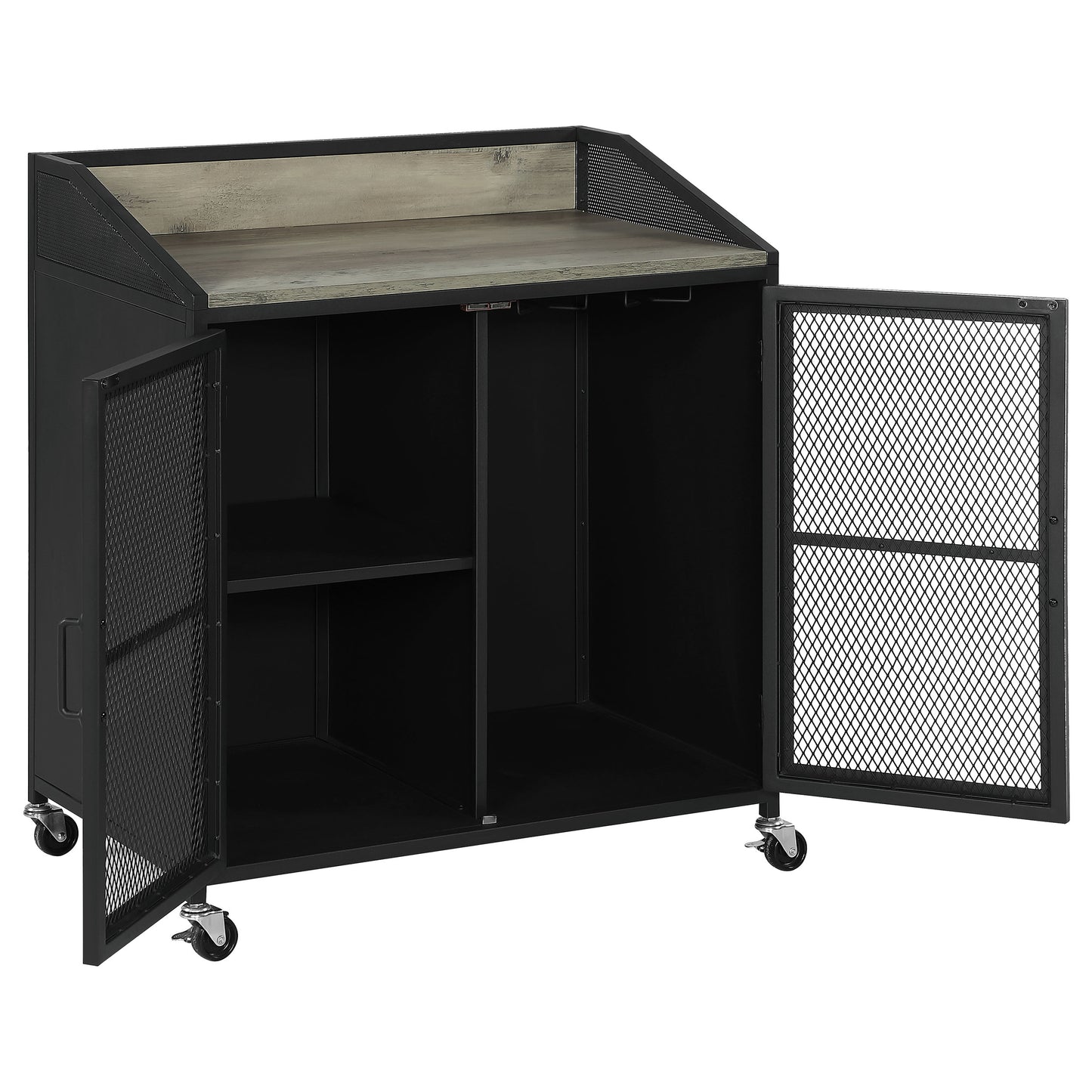 Armario bar para vinos Arlette de 2 puertas para casas móviles, color negro arena