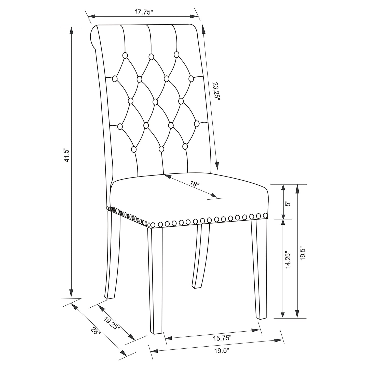Silla de comedor Alana tapizada en tela beige (juego de 2)