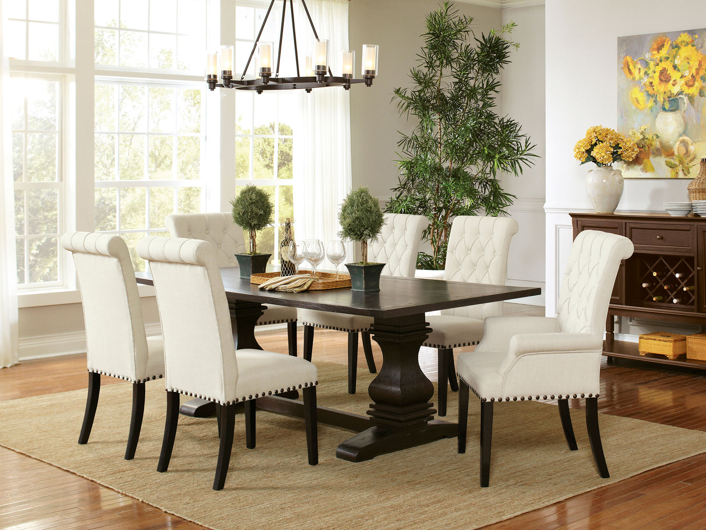 Silla de comedor Alana tapizada en tela beige (juego de 2)