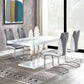 Juego de comedor rectangular Brooklyn de 5 piezas, blanco de alto brillo