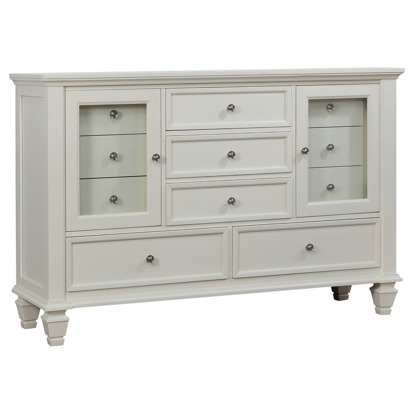 Juego de dormitorio Sandy Beach de 4 piezas tamaño Queen en color crema y blanco