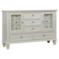 Juego de dormitorio Sandy Beach de 4 piezas tamaño Queen en color crema y blanco