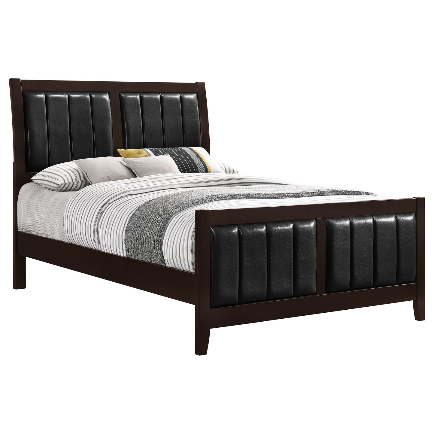 Cama Queen con paneles de madera Carlton color capuchino