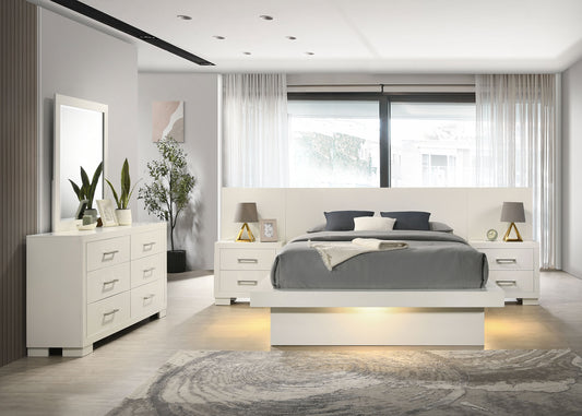 Juego de dormitorio Jessica de 5 piezas con iluminación LED color blanco nieve