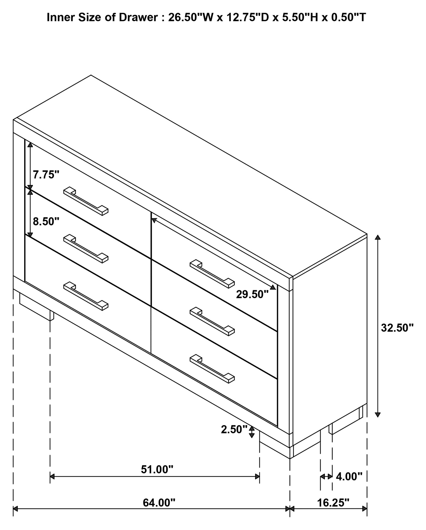 Juego de dormitorio Jessica de 6 piezas con iluminación LED tamaño Queen, color blanco nieve