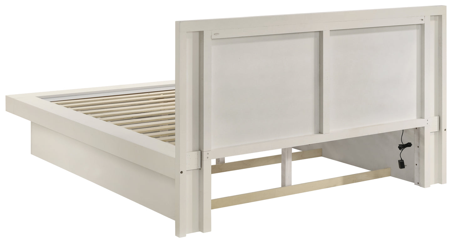 Juego de dormitorio Jessica de 6 piezas con iluminación LED tamaño Queen, color blanco nieve