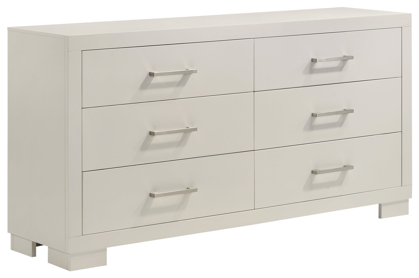 Juego de dormitorio Jessica de 6 piezas con iluminación LED tamaño Queen, color blanco nieve