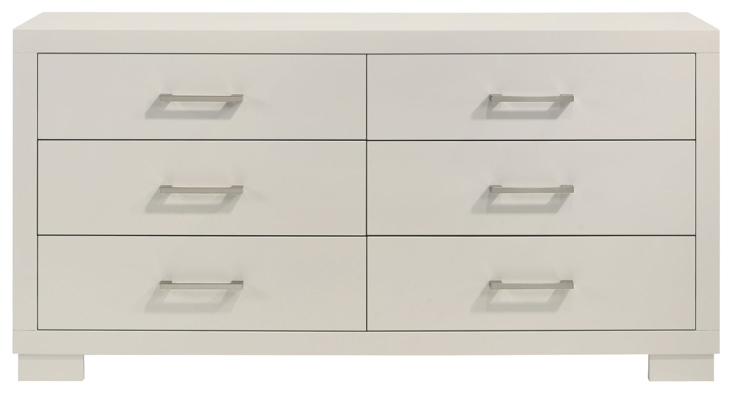 Juego de dormitorio Jessica de 6 piezas con iluminación LED tamaño Queen, color blanco nieve