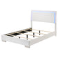 Cama con panel LED completo Felicity Wood en blanco de alto brillo