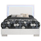 Cama con panel LED completo Felicity Wood en blanco de alto brillo