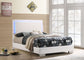 Cama con panel LED completo Felicity Wood en blanco de alto brillo