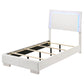Cama individual con panel LED Felicity Wood en blanco de alto brillo