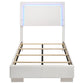 Cama individual con panel LED Felicity Wood en blanco de alto brillo