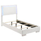 Cama individual con panel LED Felicity Wood en blanco de alto brillo