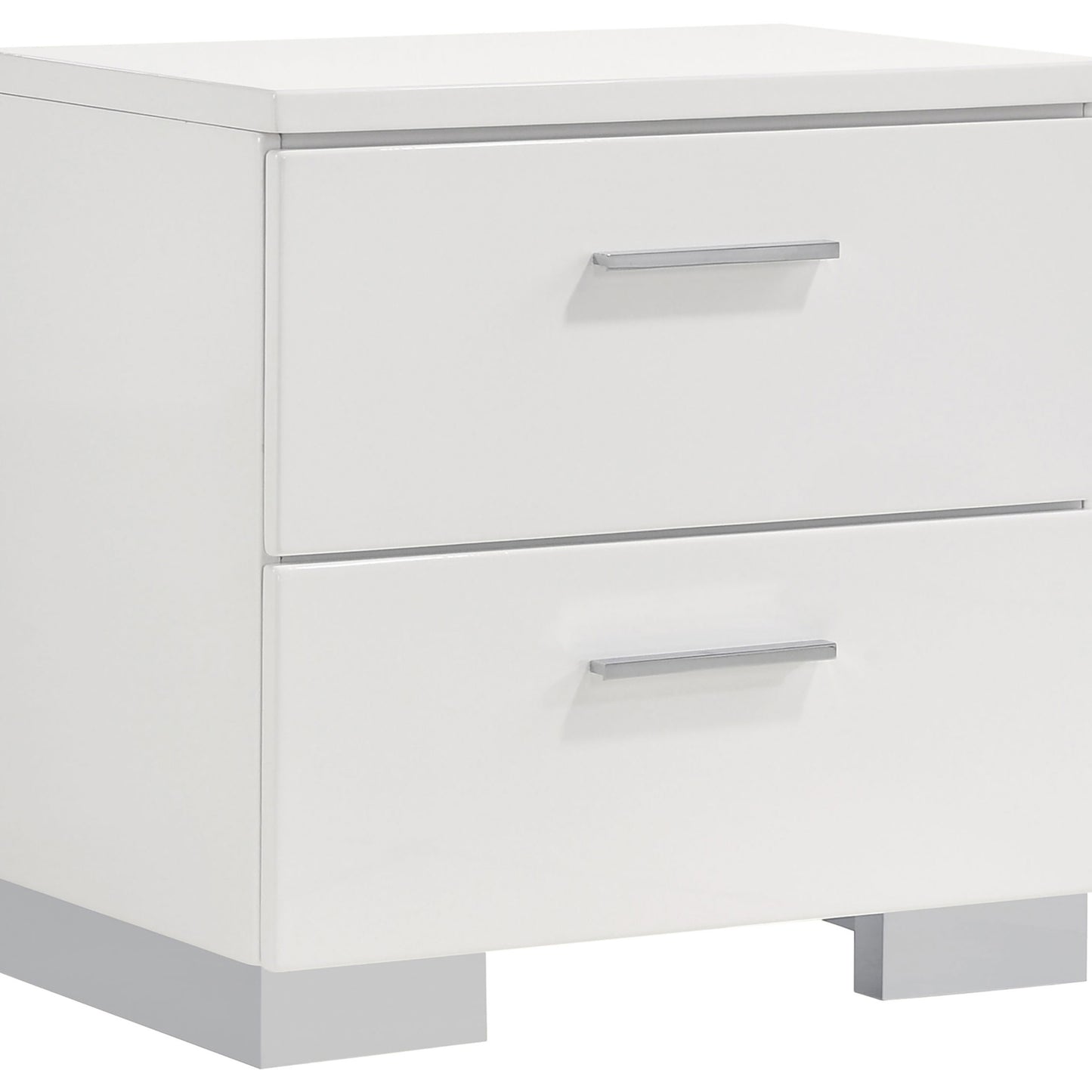 Juego de dormitorio Felicity de 4 piezas Eastern King, blanco de alto brillo