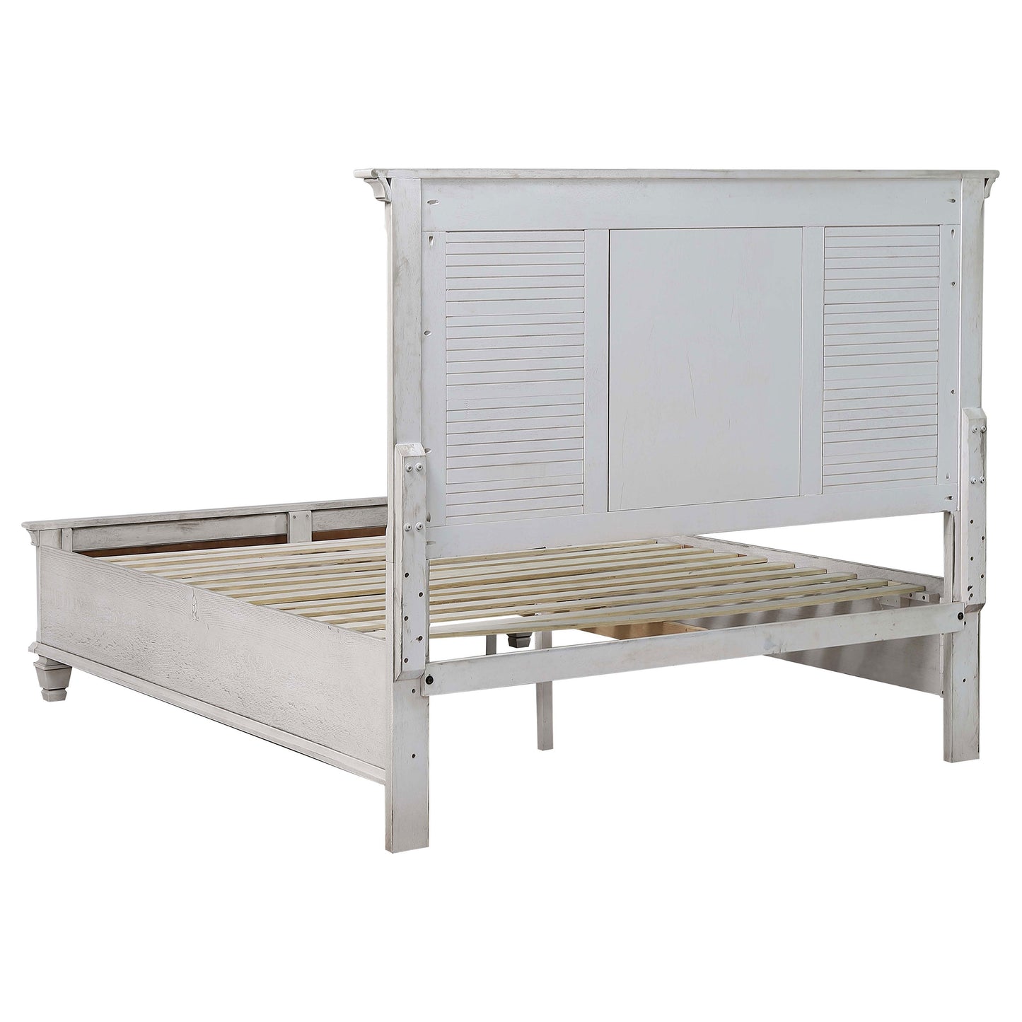 Juego de dormitorio Franco Eastern King de 4 piezas en blanco desgastado