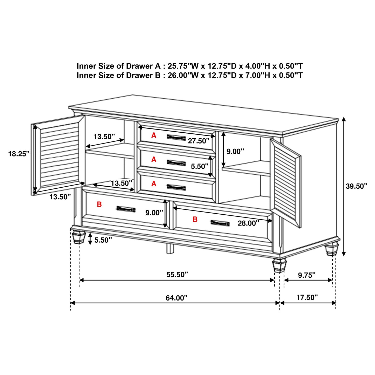 Juego de dormitorio Franco Eastern King de 5 piezas en blanco desgastado