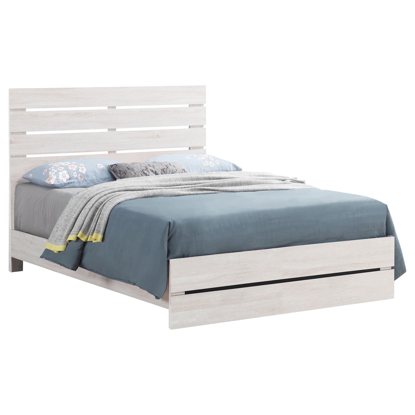 Cama king size con paneles Brantford Wood Eastern en blanco costero