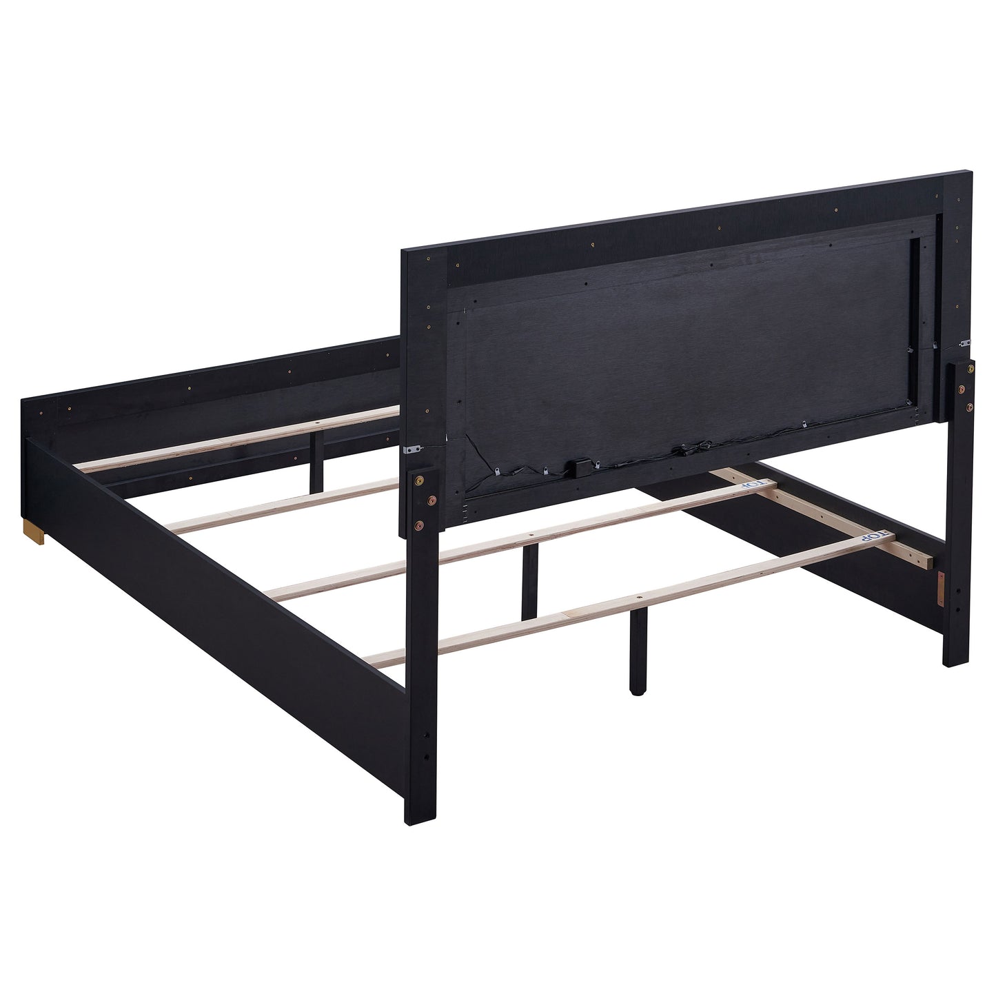 Cama Marceline Wood con panel LED completo, color negro