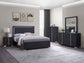 Cama Marceline Wood con panel LED completo, color negro