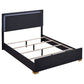 Cama Marceline Wood Queen con panel LED, color negro