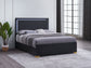 Cama Marceline Wood Queen con panel LED, color negro