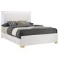 Cama Marceline Wood con panel LED completo, color blanco