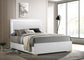 Cama Marceline Wood con panel LED completo, color blanco