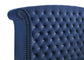 Cama King con respaldo alto tapizada Melody, color azul Pacífico