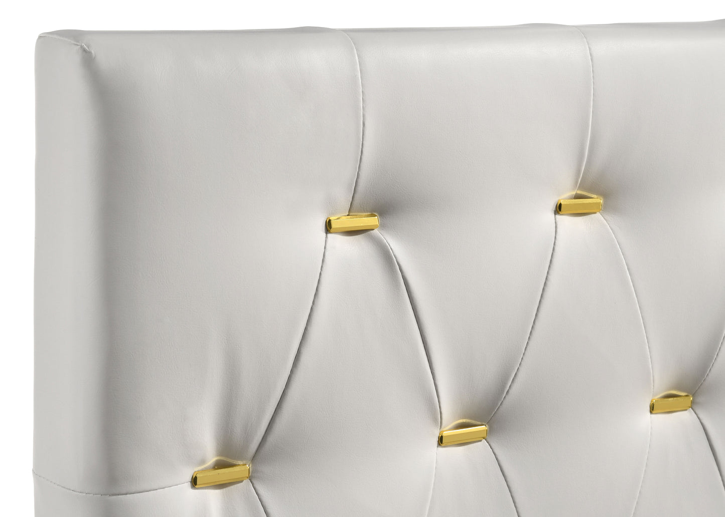 Cama tapizada Kendall California King con paneles en blanco