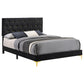 Cama tapizada Kendall California King con paneles en color negro