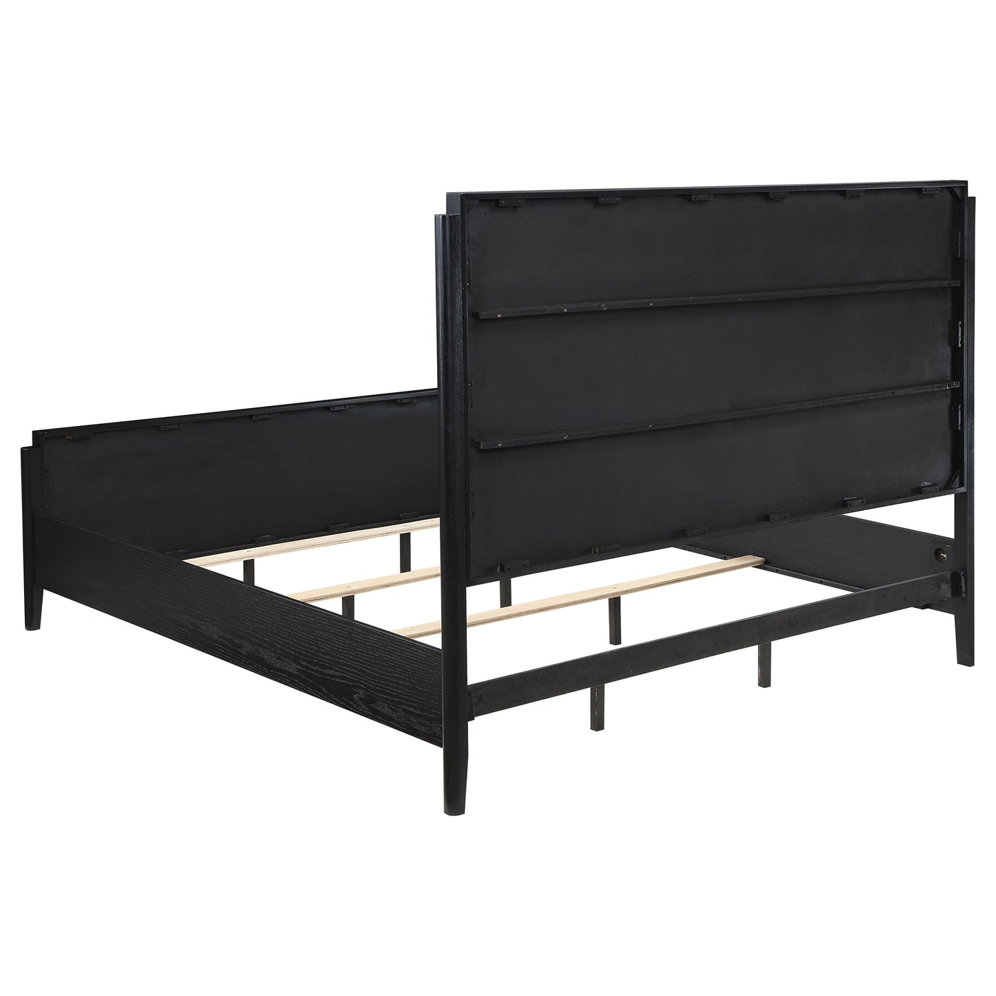 Cama Queen con paneles de madera Brookmead, color negro