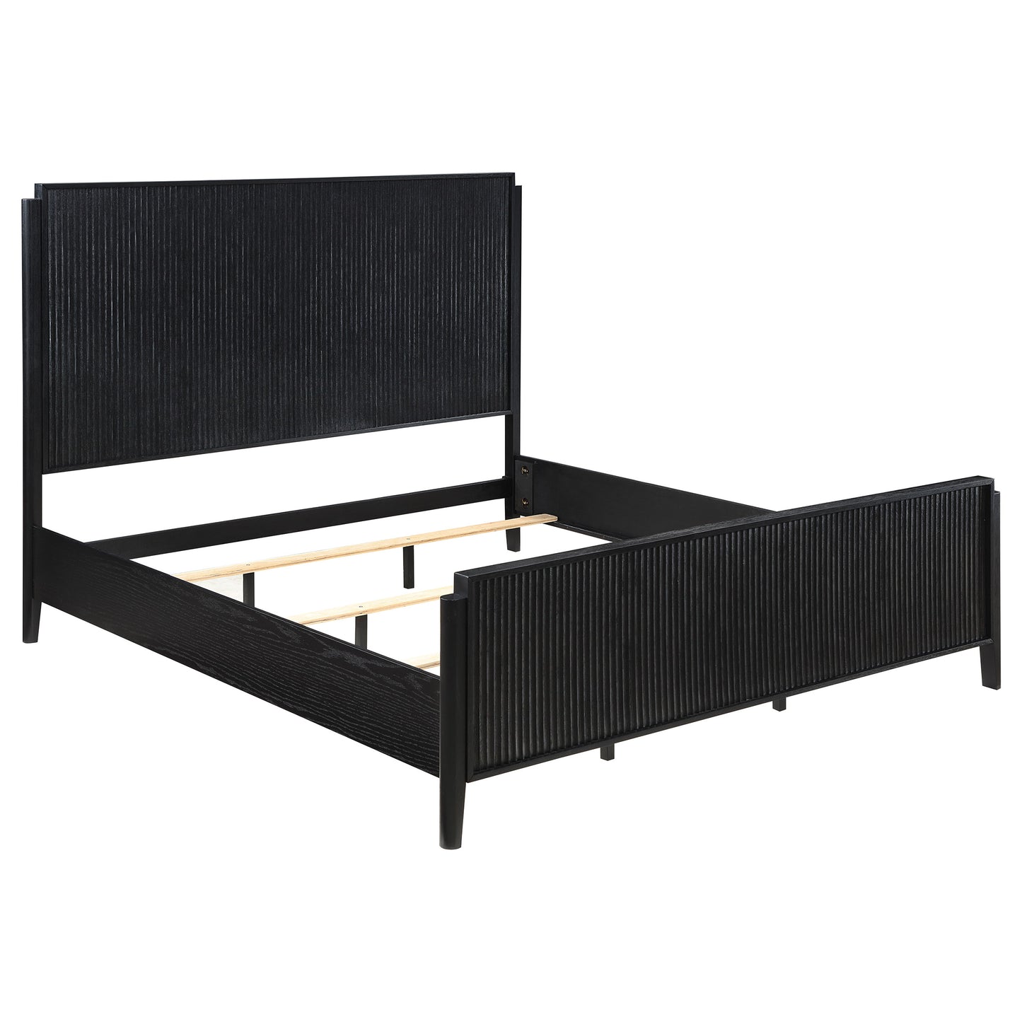 Cama Queen con paneles de madera Brookmead, color negro