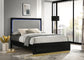Cama California King con paneles LED de madera de alcaravea, color negro