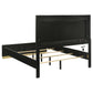 Cama Queen con panel LED de madera de alcaravea, color negro