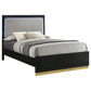 Cama Queen con panel LED de madera de alcaravea, color negro