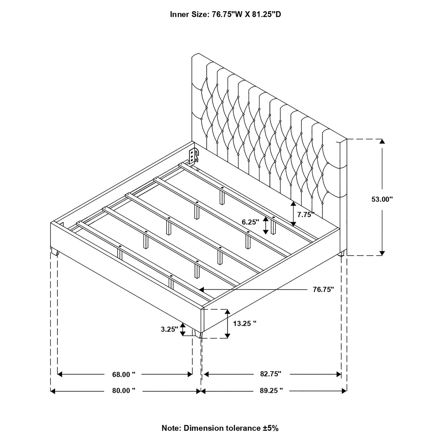 Cama King tapizada Chloe con paneles en color avena