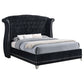 Cama King con respaldo alto tapizada Barzini, color negro
