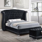 Cama King con respaldo alto tapizada Barzini, color negro