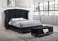 Cama King con respaldo alto tapizada Barzini, color negro